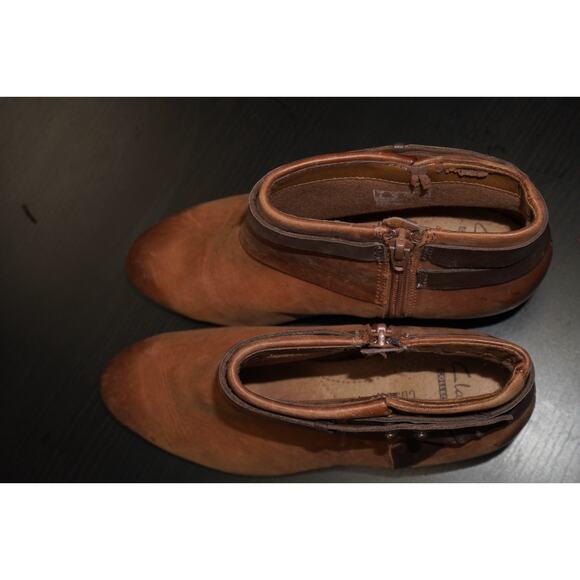 Clarks Spye Comet Brown Leather Ankle Booties Women’s 5.5 / EU 35.5 - Picture 11 of 13